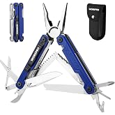 WORKPRO 18-in-1 Multitool Plier, Blue | Stainless Steel Folding Multifunction Tool with Saw, File, Screwdriver and Bag for Ca