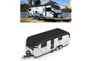 SUPAREE Telo Copri Camper Copertura per Camper Esterno Copertura per Tetto camper 210D Impermeabile Protezione UV con Strisce Riflettenti Nero (6.5m x 3m)