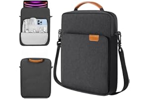 TiMOVO Housse Tablette 12.9 inch avec Bandoulière Compatible avec iPad Pro 12.9 M2 2022/2021/2020, Surface Laptop Go 12.4", Galaxy Tab S8+/S9+ 12.4" 2022/2023, Noir & Gris