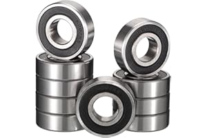 HiPicco 6202-12-2RS Deep Groove Bearings, ID 12mm x OD 35mm x Width 11mm Double Rubber Sealed Ball Bearings, Pre-Lubricated (GCr15) Chrome Steel 10pcs