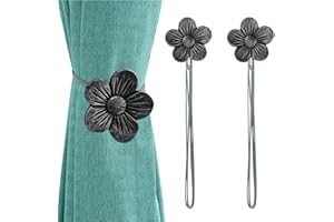 Lewondr Vintage Magnetic Curtain Tieback, 1 Pair Resin Flower Curtain Drapery Holdback Window Curtain Decorative Buckle Holder for Home Cafe Balcony - Ink