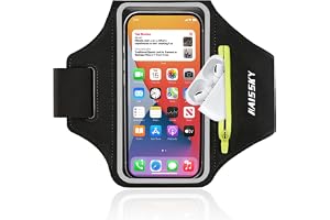 Sportarmband med hörlursficka upp till 7 tum | Justerbar, pekskärm mobiltelefonhållare arm för iPhone Samsung Xiaomi, löpning armband mobilväska jogging löpning tillbehör