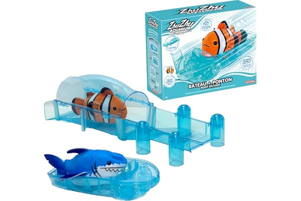 Lansay - Zhu Zhu Aquarium - Bateau + Ponton - Accessoire Poisson Interactif sans Eau - Jouet Fille Compatible avec Tous Les Coffrets - Idée Cadeau Fille Créatif - Univers Marin à Construire