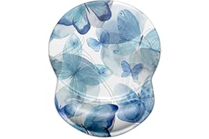 ITNRSIIET Tapis de Souris avec Repose-Poignet en Gel, Confort avec Repose-Poignet Ergonomique, Base en PU antidérapant, pour Ordinateur et Ordinateur Portable,Papillon Bleu