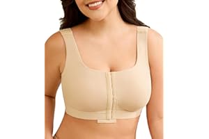 LANCS Wireless Front Closure Compression Bras for Women Post Surgery Mastectomy Everyday Bra with Adjustable Straps