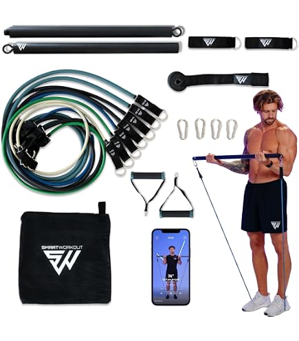 Kit Barra Pilates Con 4 Fasce Elastiche – Home Gym Fitness Per Allenamento Completo