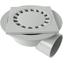 Chiusino Sifonato In PVC Grigio 200x200 Mm - Scarico Verticale, Griglia Estrattibile