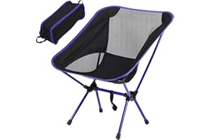 Livhome Folding Camping Chair, Strong Sturdy Portable Chair with Carry Bag, Backpack Camp Chair Ultra lightweight for Travel, Hiking, Festivals, Garden, Fishing, Beach and BBQs (Blue/Black)