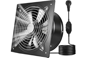VEVOR Ventilatore di Scarico da 304 mm, Ventilatore di Sfiato a Parete ad Alta Velocità da 1558 CFM con Controllo della Velocità, Basso Consumo da 70 W, per Soffitta, Garage, Cantina, Officina