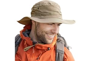 Comhats Grand chapeau de soleil pour homme XL – XXL, large bord UV Safari Bonnie Chapeaux pour l'été, la randonnée, la pêche, la marche, imperméable et coupe-vent, 60 à 66 cm