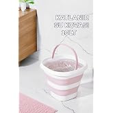 Porsima 1175-1 Damla Katlanabilir Silikon Su Kovası 28X30Cm Banyo Balkon Temizlik Kovası 10 Lt - Pudra