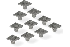 REI REUNION INDUSTRIAL SOCIEDAD LIMITADA REI | 10 Pomos Tiradores de Mueble en Plata Vieja en Zamak | Restaurar Muebles, Proyectos DIY y Bricolaje | Sistema de Fijación Atornillado | Incluye Tornillos M4 | Medidas33 X 33 X 20 mm