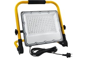 OUSIDE Reflektor Budowlany 100W LED Reflektor 10000 lm 6500 K zimna biel przenośna lampa robocza IP66 wodoszczelna lampa robocza z kablem 4 m przełącznik reflektor roboczy do warsztatu, na plac budowy