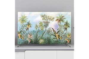 Treer Copertura Antipolvere per TV, Copertura Schermo Tessuto di Elastico Universale Protettori Schermo per Televisori per 32-80 Pollici Interni TV/PC Copertu (65 Pollici,Piante tropicali)