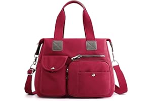 DORRISO Bolsos de Mujer Bandolera Bolso Moda Lona Bolsa Tote Bolso Grande Bolso de Mano Trabajo Escuela Viajes Casual Diario Bolsos Cruzados Rojo