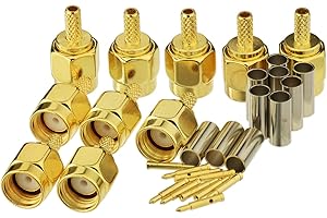 Eightwood SMA Crimp Set Female Plug Coax Installation 10 Pièces pour RG316 RG174 RG188 LMR100 Câble Coaxial Faible Perte Pigtail WiFi WiFi 4G Antenne