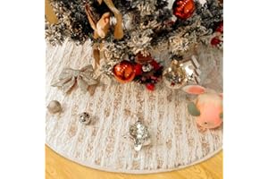 OPAHUTER Weihnachtsbaumrock, Weicher Kunstpelz Baumröcke 90cm/36inch Durchmesser Baumrock für Weihnachten Neujahr Party Urlaub Home Dekorationen, Baumdecke Weihnachtsbaum Decke(Gold)