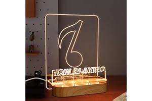 YuanDian Now Spinning Record Stand, supporto in legno acrilico per display in vinile e archiviazione con luci di colore bianco caldo, display a LED in vinile con USB alimentato.