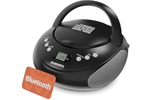 Boombox CD Bluetooth Portable avec Radio FM | CD, CD-R, CD-RW | 30 présélections | Commandes faciles, écran LED, Prise Casque | OAKCASTLE CD250 (Noir)