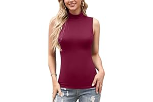 Irevial Canotta Donna Elegante Lupetto Donna Maglietta da Donna Senza Maniche, Basic con Collo Alto Sottogiacca Top,Dolcevita Smanicato Donna in Tinta Unita,Gilet alla Moda