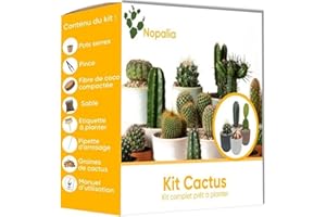 NOPALIA® Kit Cactus Prémium - Mini Kit à Faire Pousser - Mini Cactus - Idée Cadeau Noel - Plante Interieur - Kit Plante Prêt à Pousser - Jardin Intérieur - cadeau de noel original - Plantes Grasses