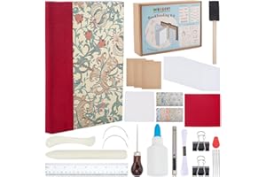 WEBEEDY Kit de Démarrage en Reliure pour Débutants Kit de Création de Livres DIY avec Instructions Fil Aiguilles Papiers et Outil Essentiel de Reliure de Livres Cadeau Livresque