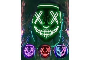 DWTECH Máscara de Halloween LED Disfraz de Halloween LED Glow Scary Light Up Purge Máscaras para Festival Fiesta Carnaval Disfraz de Navidad Cosplay brilla en la oscurida