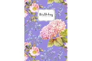 Birthday Calendar Book: A5 Important Date Notebook Medium | Large Print | Monthly Index Labels | Forget Me Not Flower Design Blue-Violet