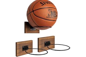 Tel Charme * 3 Pack Metal Football Stand Wall Mount, Ball Display Holder & Storage Rack for Soccer, Rugby, Basketball, Volleyball | Durable Steel Sports Shelf Room Organizer (Brown)