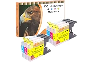 D&C Kartridże do drukarek kompatybilne z Brother LC-1220 LC-1240 XL do Brother MFC-J280W MFC-J425W MFC-J430W MFC-J280W MFC-J435W MFC-J5910DW MFC-J625DW MFC-J6510DW MFC-J6710DW J6910DW J825DW (6 sztuk)