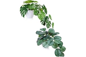 SOGUYI Pianta Finta Cadente 50cm Piante Finte da Interno Esterno con Vaso Plastica Pianta Artificiale per Decorazioni Balconi Casa Giardino Ufficio Moderna Design(2 pezzi)