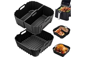 HLEIUKT 3 Stück Airfryer Silikonform Heißluftfritteuse, Airfryer Zubehör für Cosori, Philips, Tefal, Ninja, Russell Hobbs, Heissluftfritteuse Zubehör Wiederverwendbar anstelle Backpapier