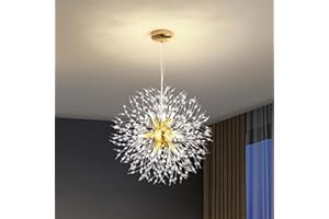 ‎VIKAEY Vikaey Modern Kronleuchter Kristall, Pendelleuchte Esstisch, Feuerwerk Sputnik Chandelier, Esstischlampe Hängend, Hängelampe Für Schlafzimmer Küche Wohnzimmer Esszimmer(9-Licht, Gold)