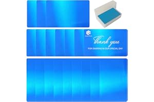 FONLAND Carte de Visite en Métal Blancs 100Pcs, Alliage d'Aluminium Gravée au Laser Vierge Cartes, Impressionnante Carte de Visite Vierge Gravée pour Bureau Cartes Cadeaux DIY, Bleu