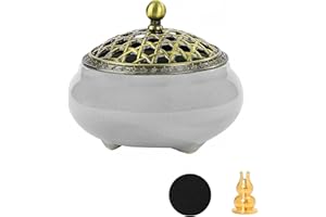 DXiongW Incensiere Ceramica 9,5x5,5 cm Bruciatore Incenso in Ceramica Incensiere a Carbone in Porcellana Porta Incenso per Bruciatore per la Decorazione della Casa Yoga Buddismo e Meditazione