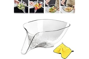 PNEDEODM Multi-Functional Drain Basket, Drainage Basket Funnel, Kitchen Sink Drain Basket, Plastic Strainer Basket Drain Bowl with Funnel, Multifunctional Vegetable and Fruit Washing Drain Basket (A)