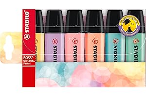 ‎STABILO STABILO - Textmarker - BOSS ORIGINAL Pastel - 6er Pack - pudriges Gelb, cremige Pfirsichfarbe, rosiges Rouge, Schimmer von Lila, Hauch von Minzgrün, zartes Türkis