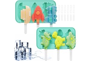 GEERDAN Moule Glace, Moule à glace en Silicone pour Adultes et Enfants, Réutilisables Moule Glace à l'eau (Dinosaures +Mer, terre et air)