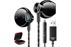 Casque USB PC Filaire avec Micro, ACOCOBUY 8.2 FT Écouteur Filaires USB pour PC Casque Gaming USB Stéréo HiFi avec Fonction Muet Anti-Bruit Intra-Auriculaires Casque Gamer USB pour PC/Mac/Portable/PS5