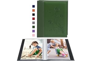 Miaikoe Mini Album Photo 10x15 Pack de 2, Chacun Contenant 50 Photos Verticales, Coulissant top Loading Albums de mariage de Famille 10x15cm (Vert foncé)