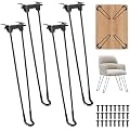 NICOLINI Lot de 4 Pieds de Table Rabattables en Fer, 45 cm | Supports avec 24 vis 3×16 mm, poids 1430 g, améliore la stabilité pour la fabrication de meubles DIY, Noir