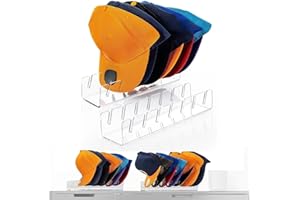 TREABEAR 2Pcs Porta Cappelli, Organizer Cappelli, Espositore Cappelli, Supporto per Cappellini da Baseball in Acrilico, Portacappelli, Hat Organizer Ogni Pezzo Può Contenere 7 Cappelli