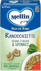 Mellin - Ranocchiette di Grano Tenero con Spinaci - Pasta di Semola di Grano Tenero e Vitamina B1 - dal 10° Mese Compiuto - 1 Confezione da 280 grammi (Totale 280gr)