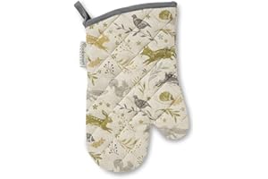 Cooksmart British Designed Oven Gloves | Modern Design Gauntlet Oven Gloves Heat Resistant | Oven Mitt or Baking Gloves Perfect For Modern Kitchens - Woodland