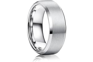 WATEFOER Anelli in Acciaio Inox per Uomo 8MM Anello di Fascia Nuziale Anelli di Fidanzamento con Finitura Opaca Bordo Lucido Smussato Anelli di Promessa per Uomini Donne Unisex