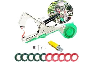 U-BCOO Máquina Atadora y Agrupadora de Plantas de Ratán - Herramienta de Jardín Con 11 Rollos de Cinta y 1 Caja de Grapas (Verde)
