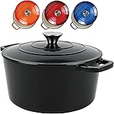 ANDREW JAMES Cast Iron 5L Round Casserole Dish with Lid – Enamel Coated Dutch Oven for Bread Baking, Stews, Roasting & Braisi