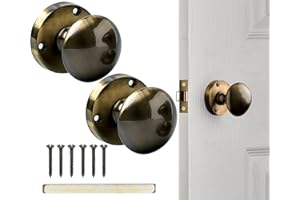 Neighbours Lane Brass Door Knobs - Door Knobs with Door Lock for Interior Doors - Door Handles for Home and Kitchen - Durable Bathroom Door Lock & Bedroom Door Lock - 51mm 1 Pair, Antique Brass