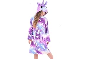 CERUWUM Peignoir Licorne pour Filles Robes de Chambre en Molleton Doux avec Capuche