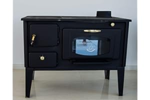 Prometey Estufa de cocina de leña, carbón de acero, potencia 7/10 kW, más horno con superficie de hierro fundido